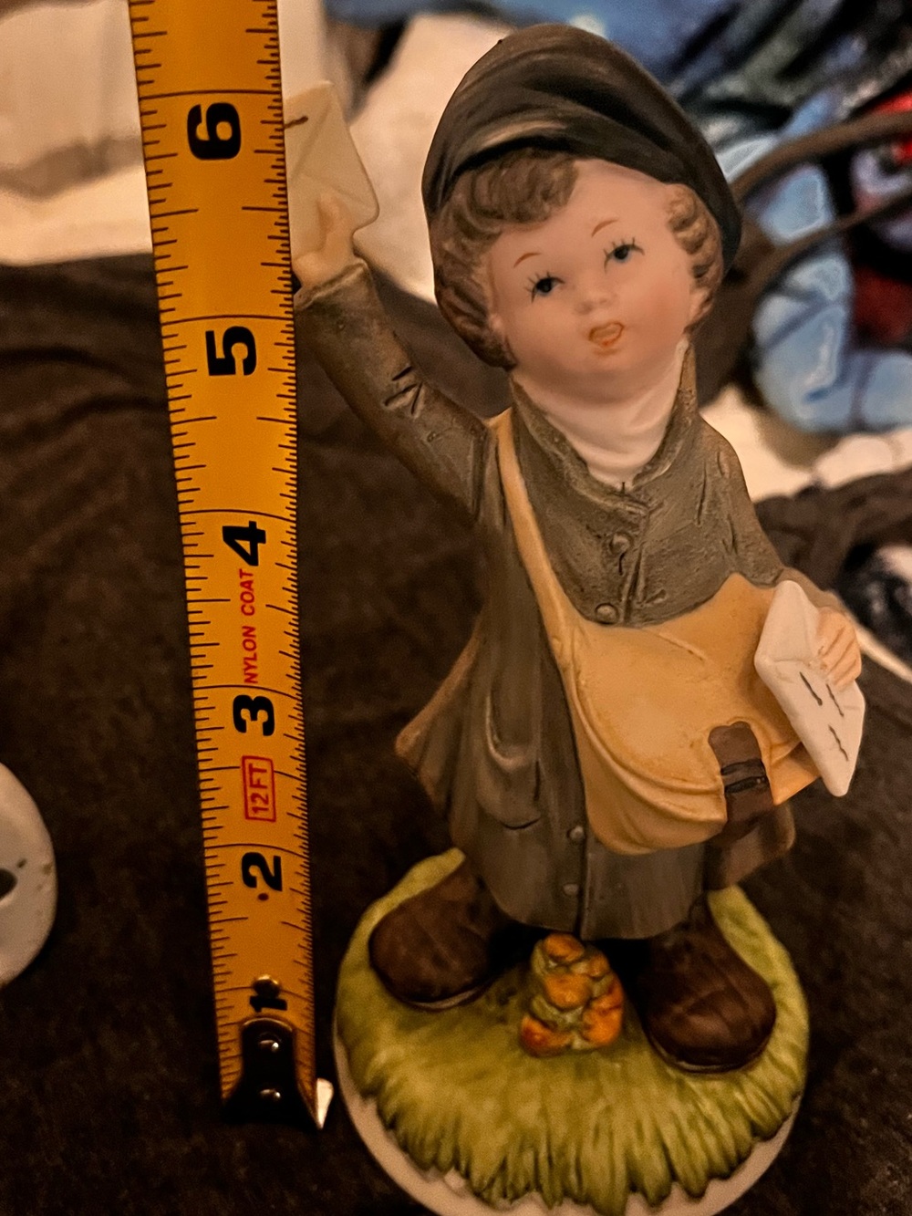 Homco Green and Cream Porcelain Mail Carrier Figurine